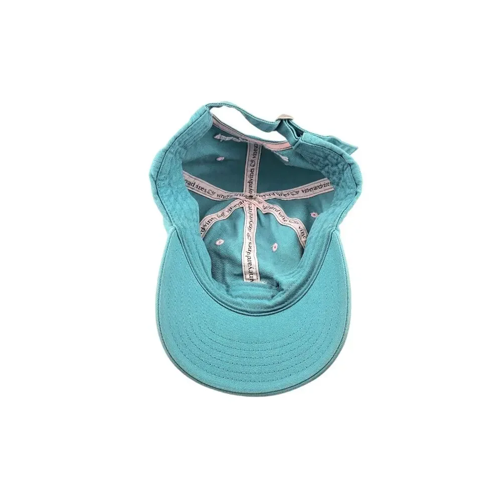 Vineyard Vines Unisex Youth Baseball Cap Aqua Blue Pink Whale Logo Hat
